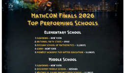 The poster is promoting an event called "Shape Elements Within You" by MathCon 2026, featuring top performing schools and